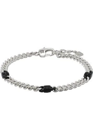 Givenchy Bracelet argenté et noir à breloques à logo 4G