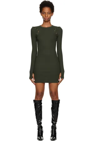 DION LEE Robe courte kaki à agrafes et œillets
