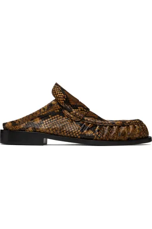 DRIES VAN NOTEN Flâneurs à enfiler bruns à imprimé serpent