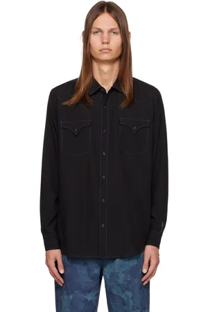 Double Rainbouu Chemise noire à piqures contrastantes