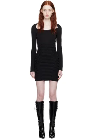 DION LEE Robe courte noire à baleines