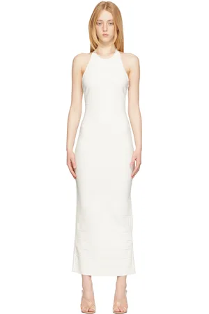 Hervé Léger Robe blanche à bretelle licou