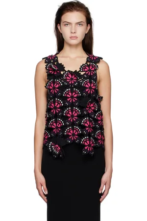 DOUBLET Débardeur noir et rose à appliqués graphiques