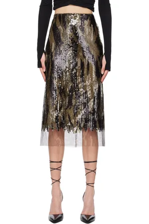 DION LEE Jupe midi Horizon brune