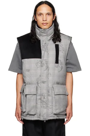 Feng Chen Wang Veste grise à imprimé rembourrée en duvet