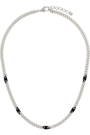 Givenchy Collier argenté et noir à breloques à logo 4G