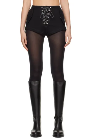 DION LEE Short noir à laçage en corde