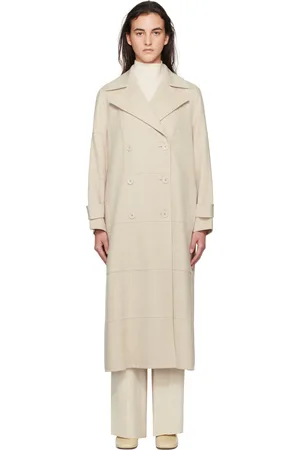 Joseph Manteau Merton beige en popeline fine double face de laine