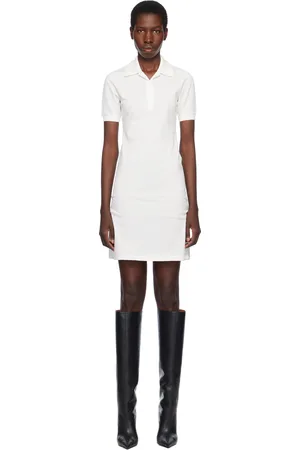 Courrèges Robe courte de style polo blanc cassé en piqué