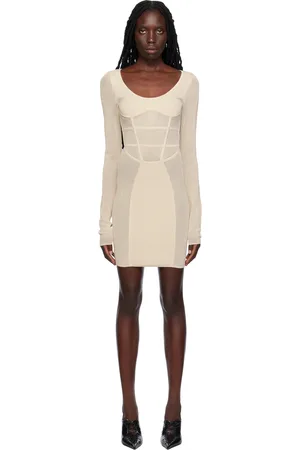 DION LEE Robe courte semi-transparente beige