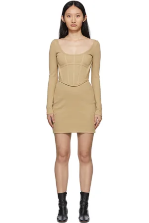 DION LEE Robe courte corset brun clair exclusive à SSENSE
