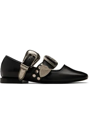 TOGA PULLA Ballerines noires en cuir à ferrures exclusives à SSENSE