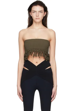 DION LEE Haut de style bandeau vert en coton