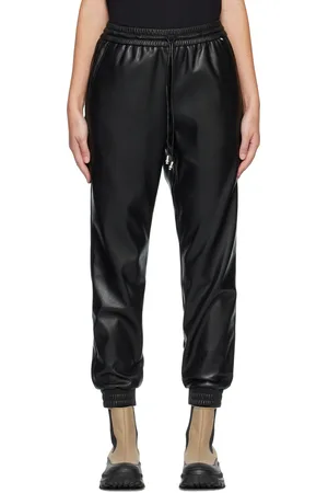 HUGO BOSS Pantalon de détente noir en cuir synthétique à cordon coulissant