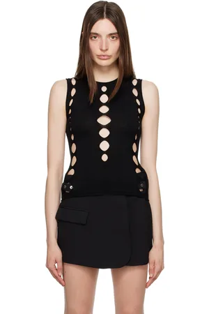 DION LEE Débardeur noir à découpes
