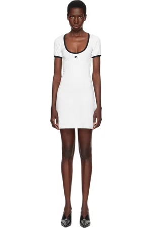 Courrèges Robe courte Holistic blanche à bordures contrastantes