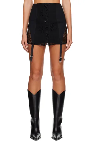 DION LEE Minijupe noire à laçage