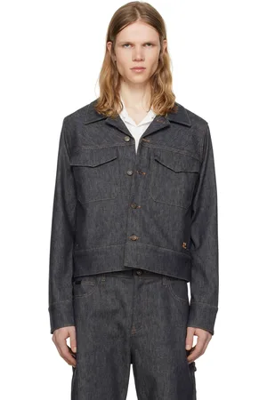 Courrèges Blouson camionneur utilitaire gris en denim