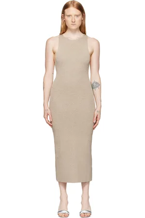 Helmut Lang Robe midi Ribbon brun clair
