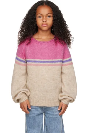 Longlivethequeen Enfant | Pull beige et rose à rayures