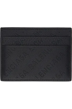 Balenciaga Porte-carte noir à motif à logo perforé