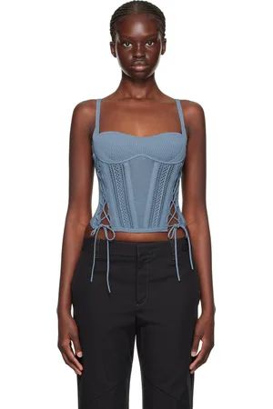 DION LEE Débardeur bleu à laçage