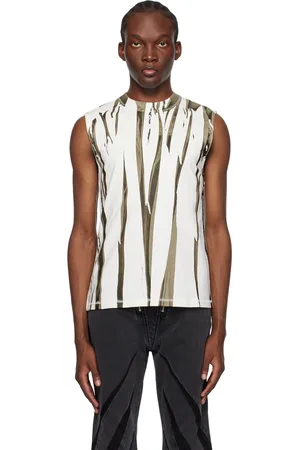 DION LEE Débardeur Fang blanc et kaki