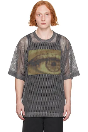DRIES VAN NOTEN T-shirt gris à écusson graphique