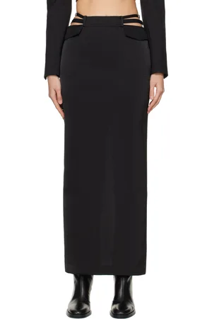DION LEE Jupe longue droite noire à poches
