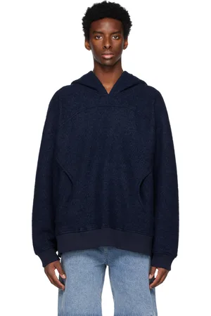 Wynn Hamlyn Pull à capuche bleu marine à manches raglan