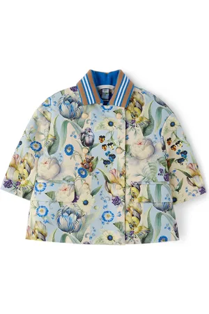 Burberry Bébé | Blouson Thomas Bear bleu et vert en coton à motif fleuri