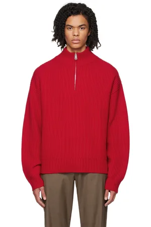 Wynn Hamlyn Pull rouge à demi-glissière