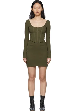 DION LEE Robe courte corset kaki exclusive à SSENSE