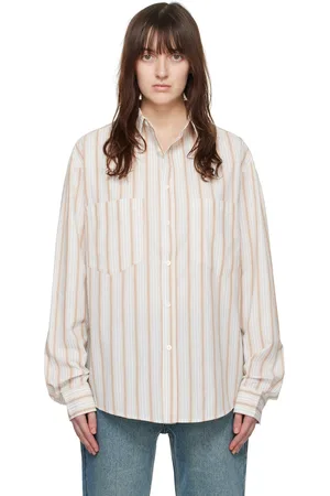 Wynn Hamlyn Chemise blanc cassé et brun à poches plaquées