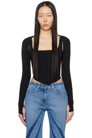 DION LEE Débardeur noir à manches de style boléro
