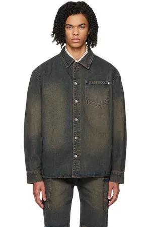 Wynn Hamlyn Chemise bleu marine en denim à effet délavé