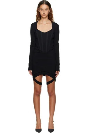 DION LEE Robe courte de style corset noire