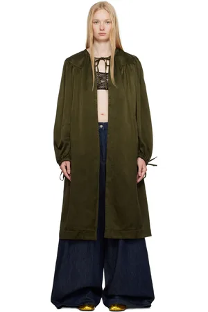 DRIES VAN NOTEN Manteau kaki à fronces