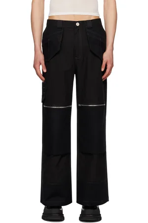 DION LEE Pantalon cargo droit noir
