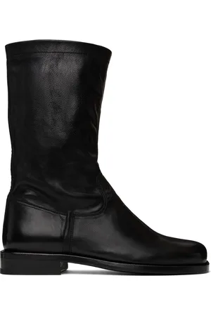 LEMAIRE Bottes de travail noires en cuir souple