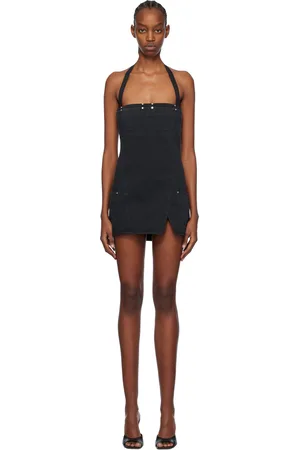 DION LEE Robe courte de style tablier noire