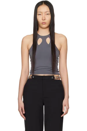DION LEE Débardeur gris à assemblage torsadé