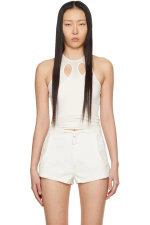 DION LEE Débardeur blanc cassé à assemblage torsadé