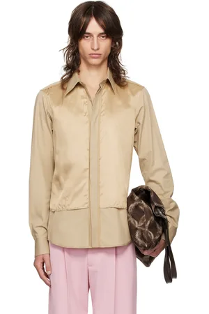 DRIES VAN NOTEN Chemise beige en coton et en soie