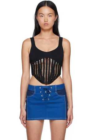 DION LEE Débardeur noir en viscose recyclée