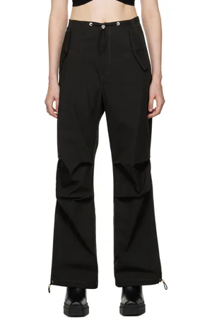 DION LEE Pantalon noir en tissu à parachute à barillets
