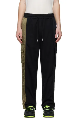 Feng Chen Wang Pantalon cargo noir à piqures contrastantes