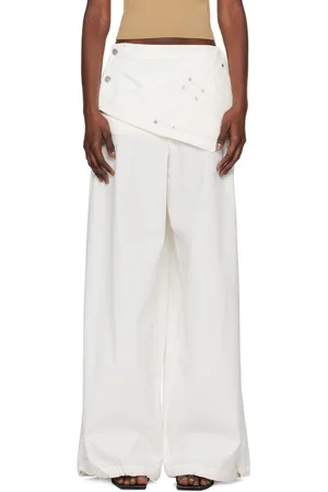 DION LEE Pantalon parachute blanc à panneau replié