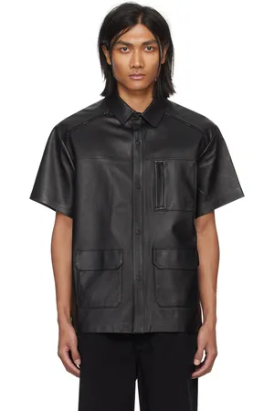 RTA Chemise noire en cuir à poches
