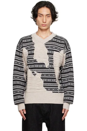 Wynn Hamlyn Pull Fair Isle gris et noir